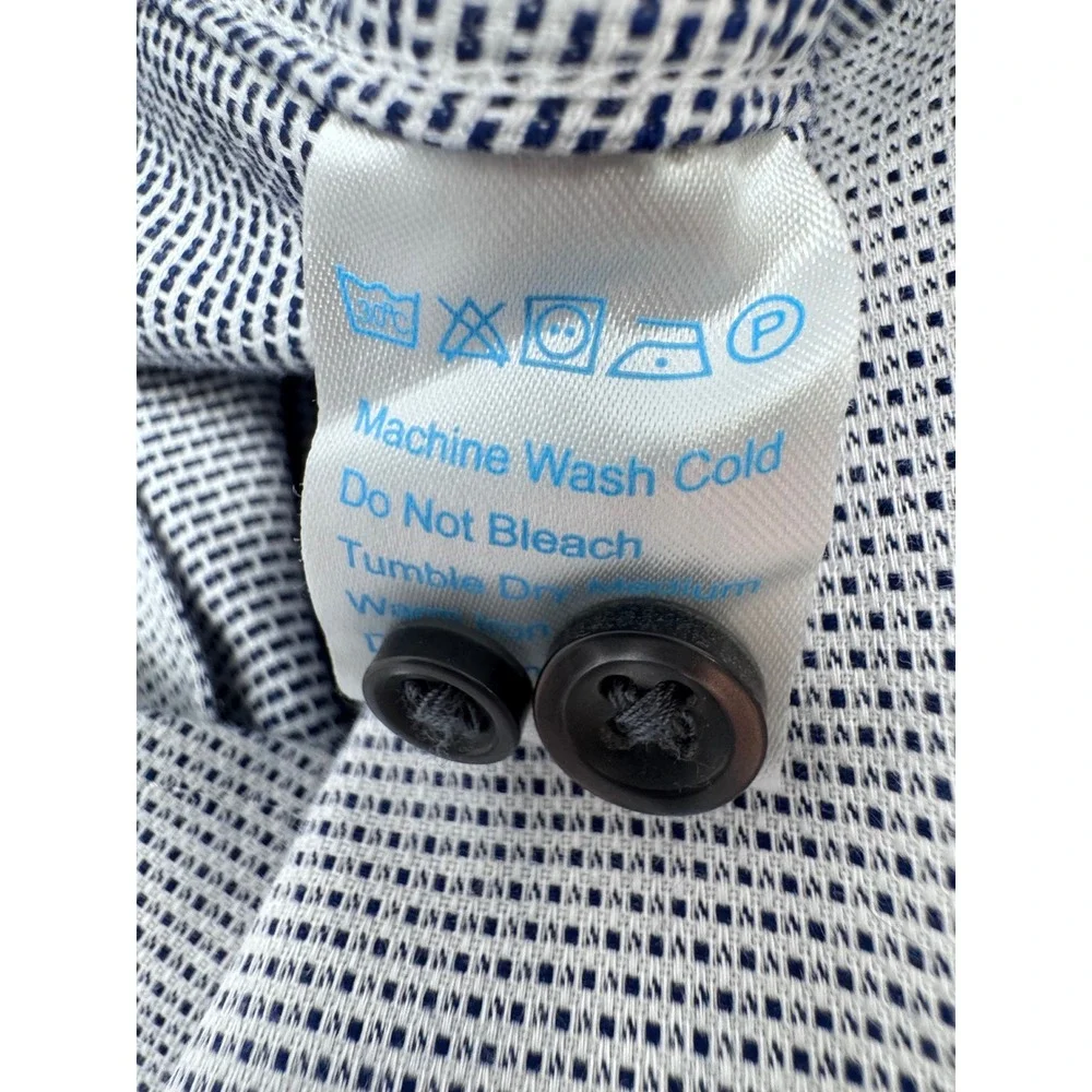 TWILLORY Men's Tailored Fit‎ Long Sleeve Dress Shirt Size 17.5 Grey Micro Dot